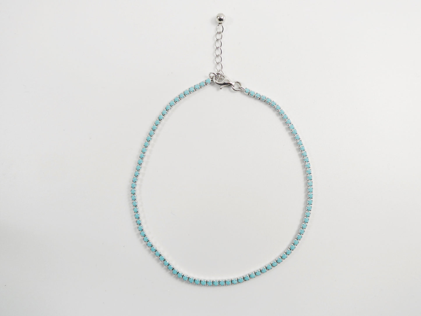 Turquoise anklet with extension tennis bracelet real 925 sterling silver