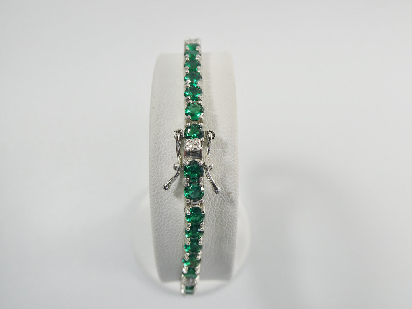 Real 925 sterling silver sapphire spinel tennis bracelet box lock clasp