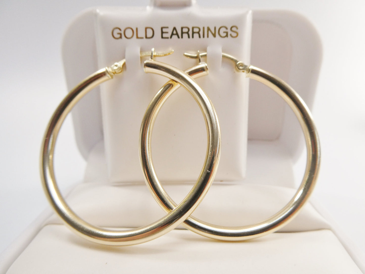 real 10k solid yellow gold plain high polish 40mm hoop huggie earrings