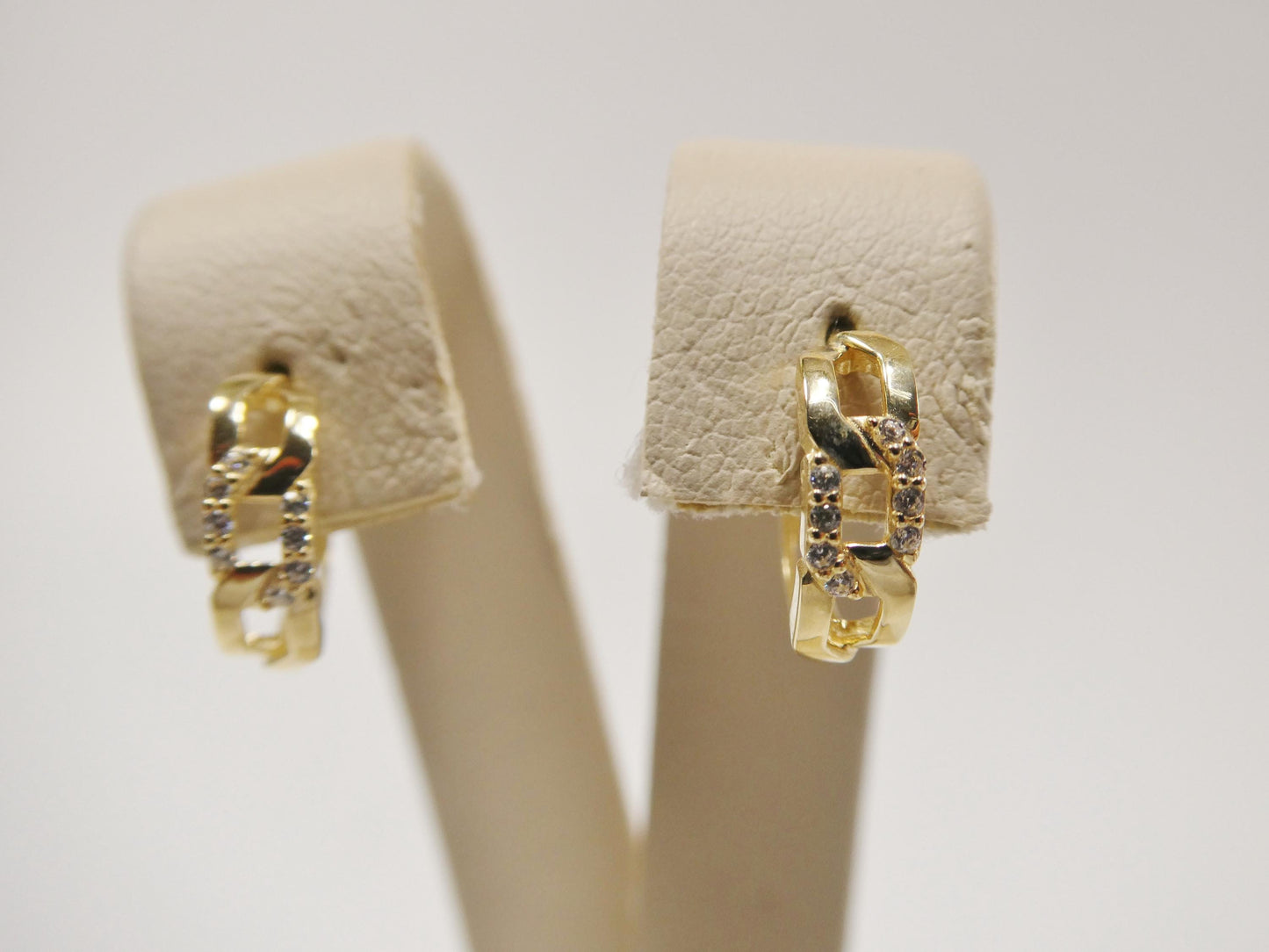 real 10k solid yellow gold cz earring / cartilage daith hoop huggie earring