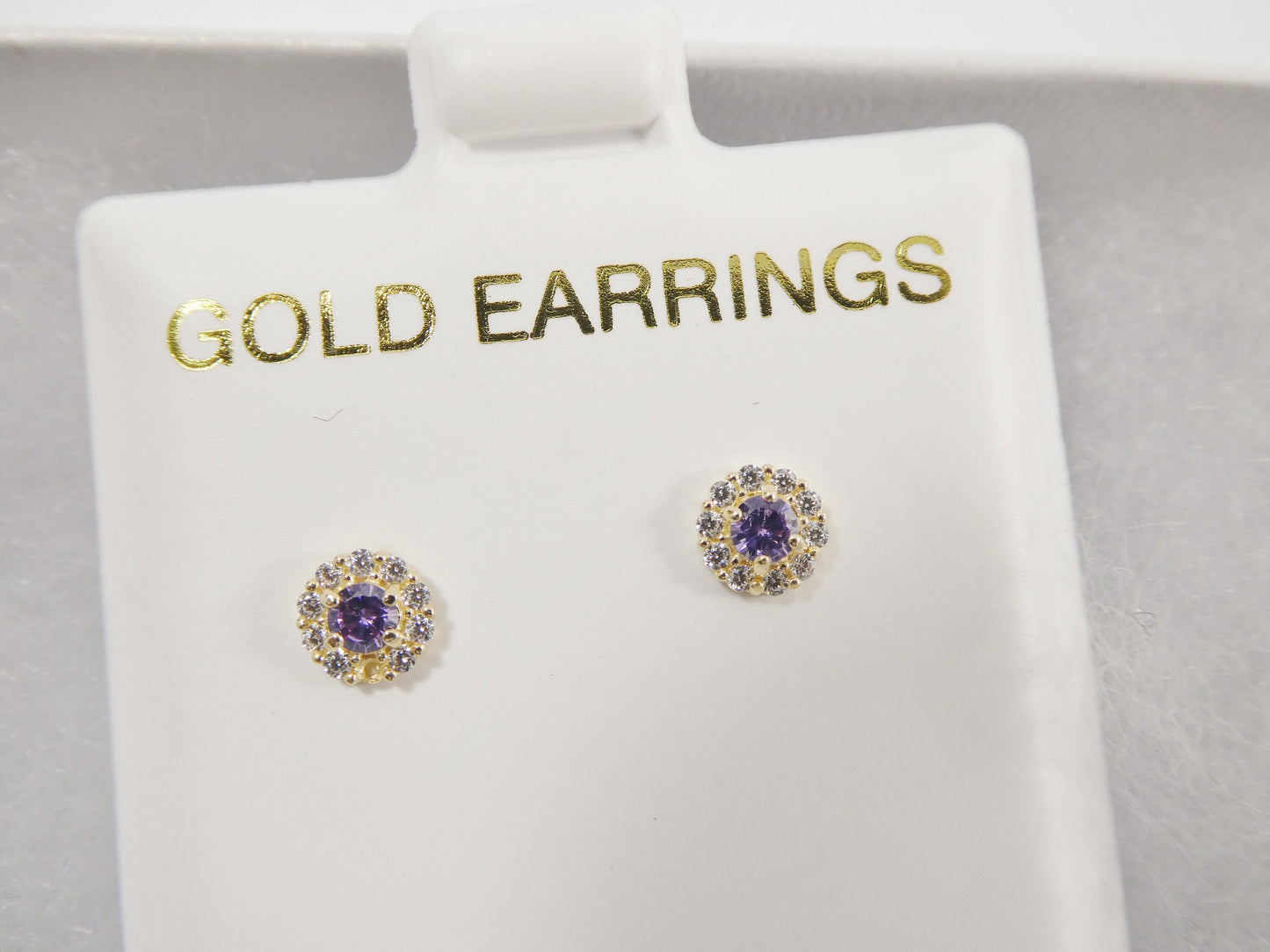 10k real solid yellow gold screw back children birth stone earring round shape