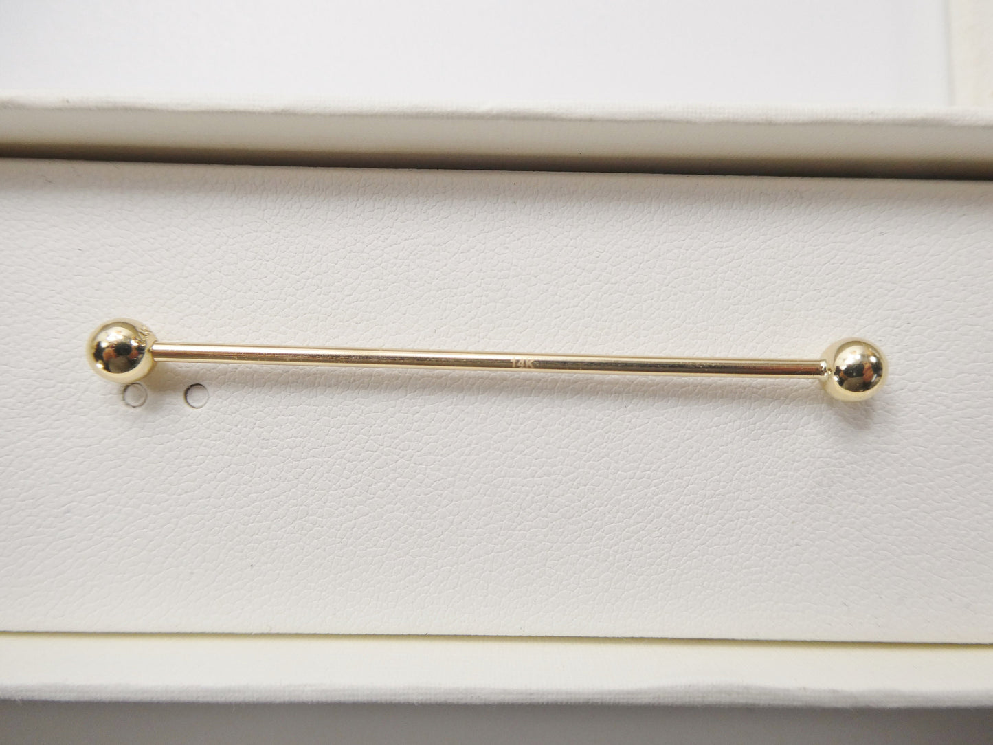 14k real solid yellow gold 60mm straight barbell tongue belly button ring piercing