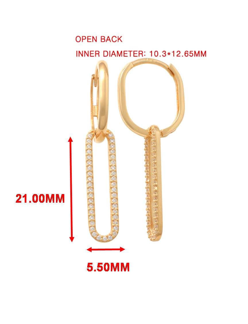 real 10k solid yellow gold long hanging paperclip earring