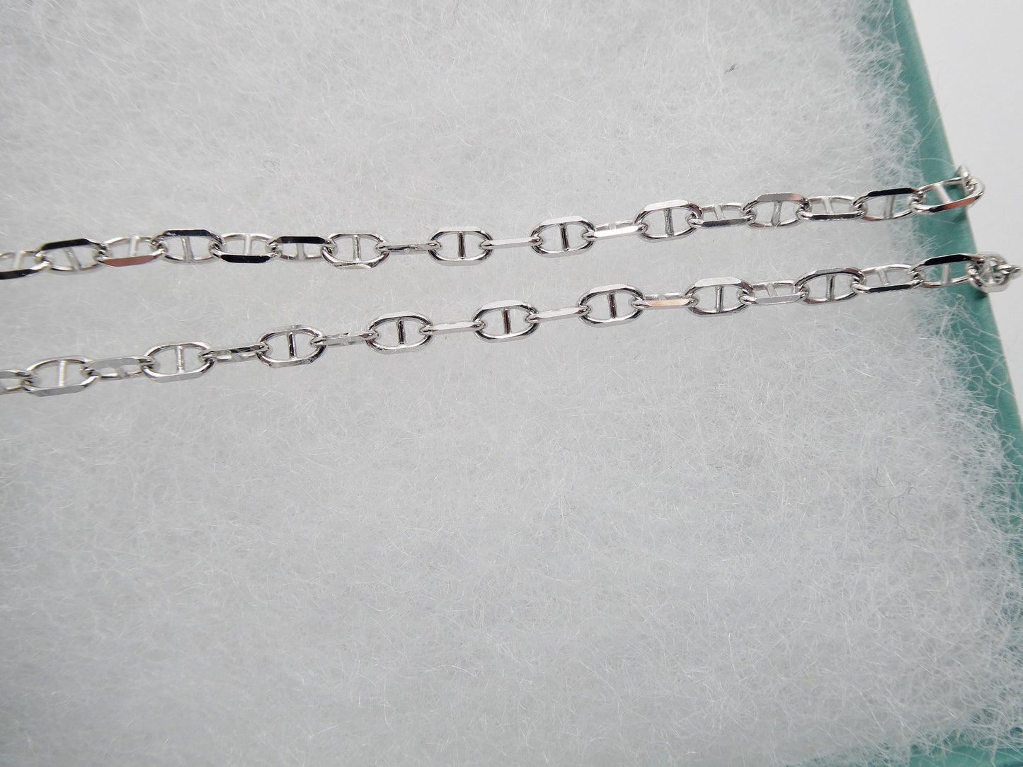 Real 925 sterling silver 10 inch mariner anklet 14k white gold finish