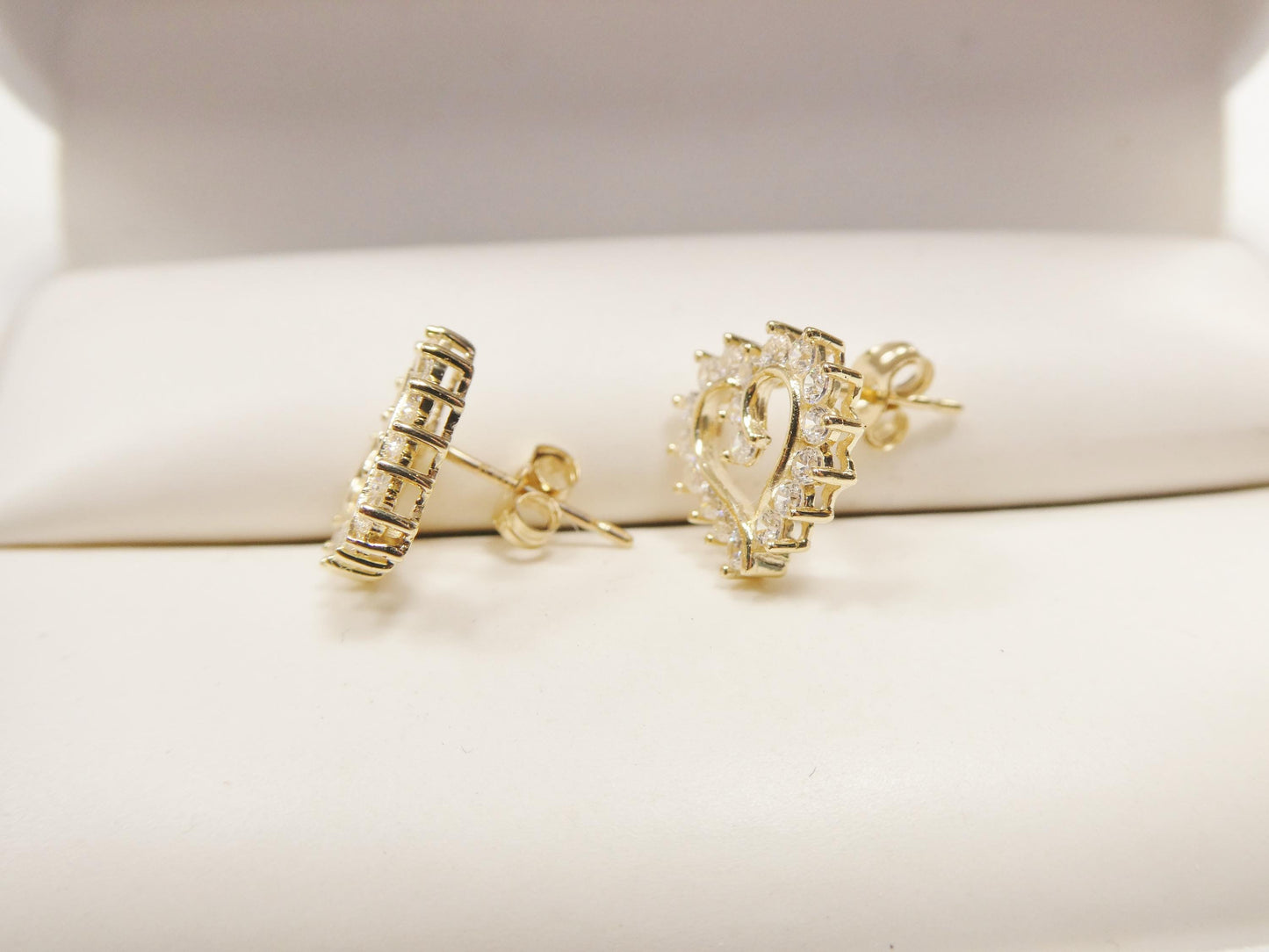 10k real solid gold heart micro fave setting push back earrings
