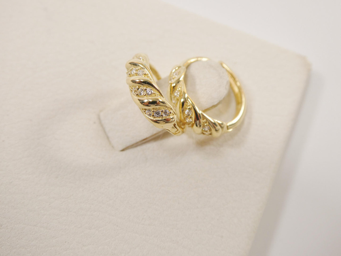 real 10k solid yellow gold designer hoop huggie earrings