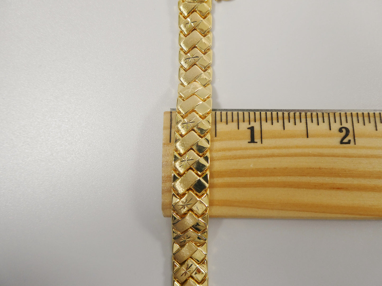 real 925 sterling silver 10mm / 7 inch / 8 inch basket bracelet 14k yellow gold finish
