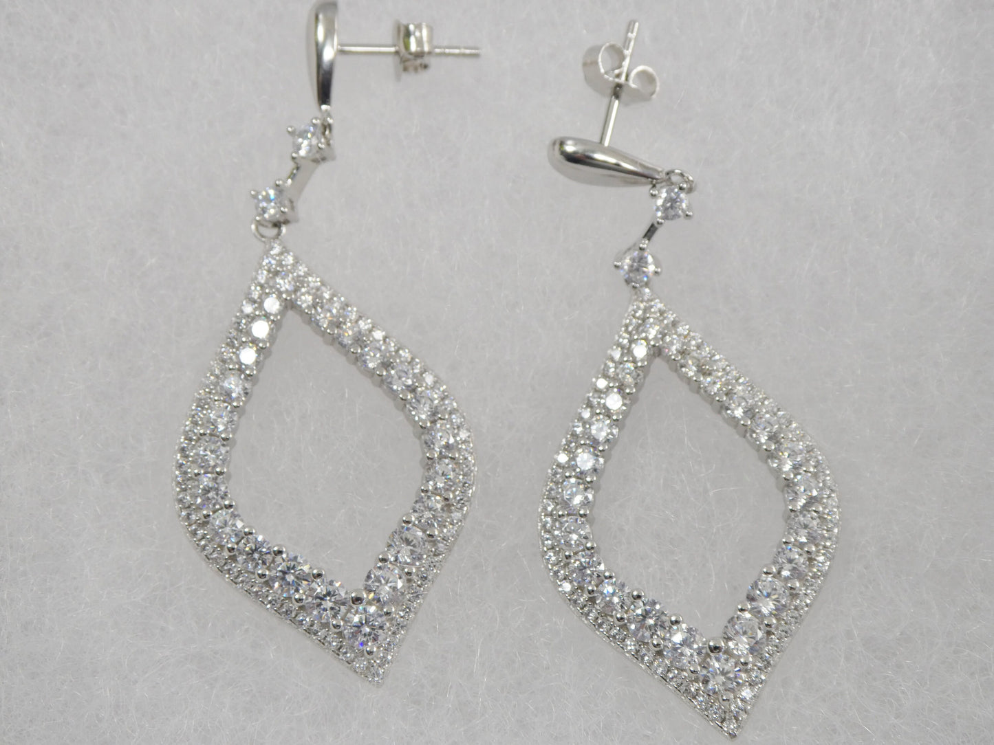 real 925 sterling silver micro pave setting 14k white gold color finish drop earrings