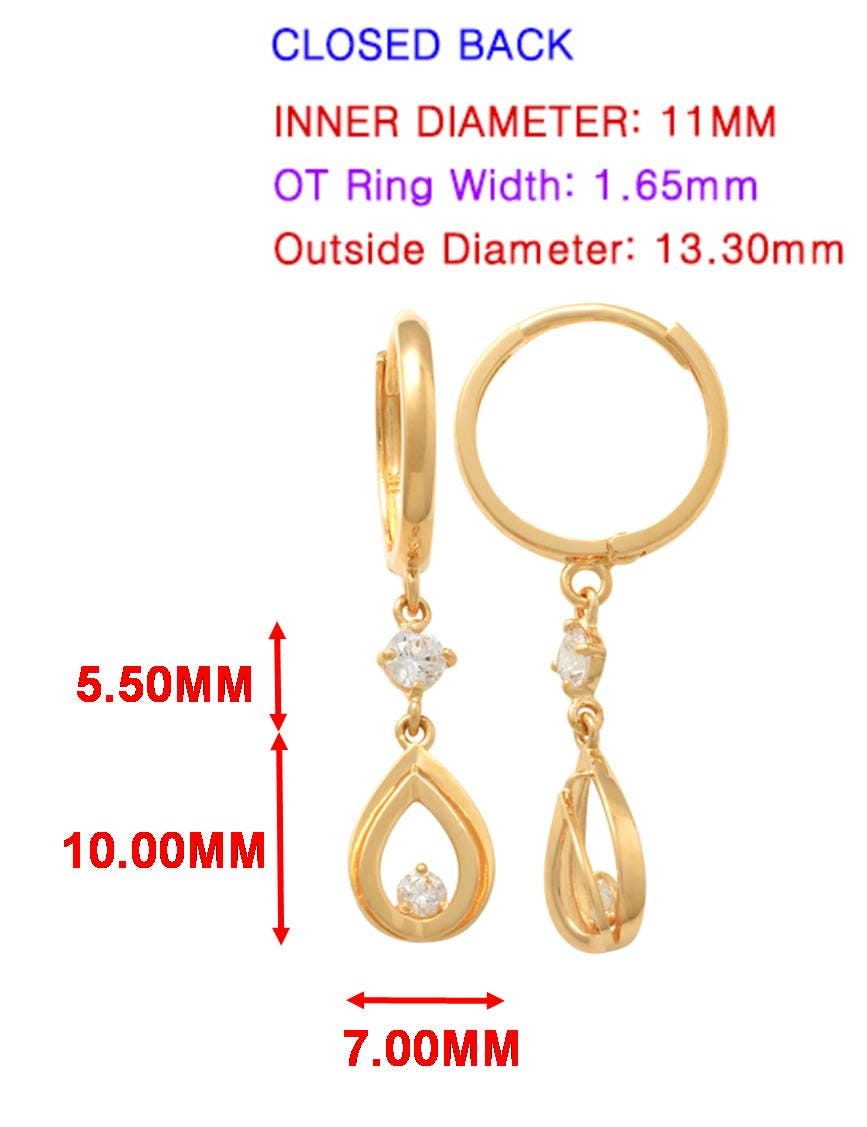 real 10k solid yellow gold teardrop hoop huggie earring