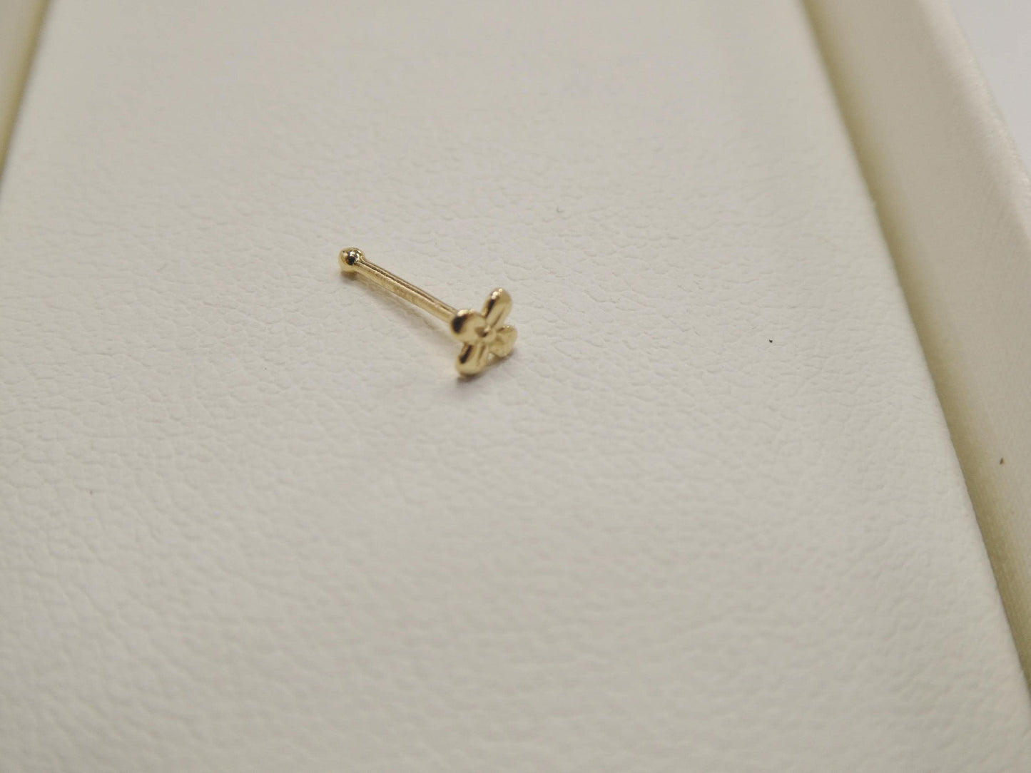 14k real solid yellow gold tiny floral stud nose ring