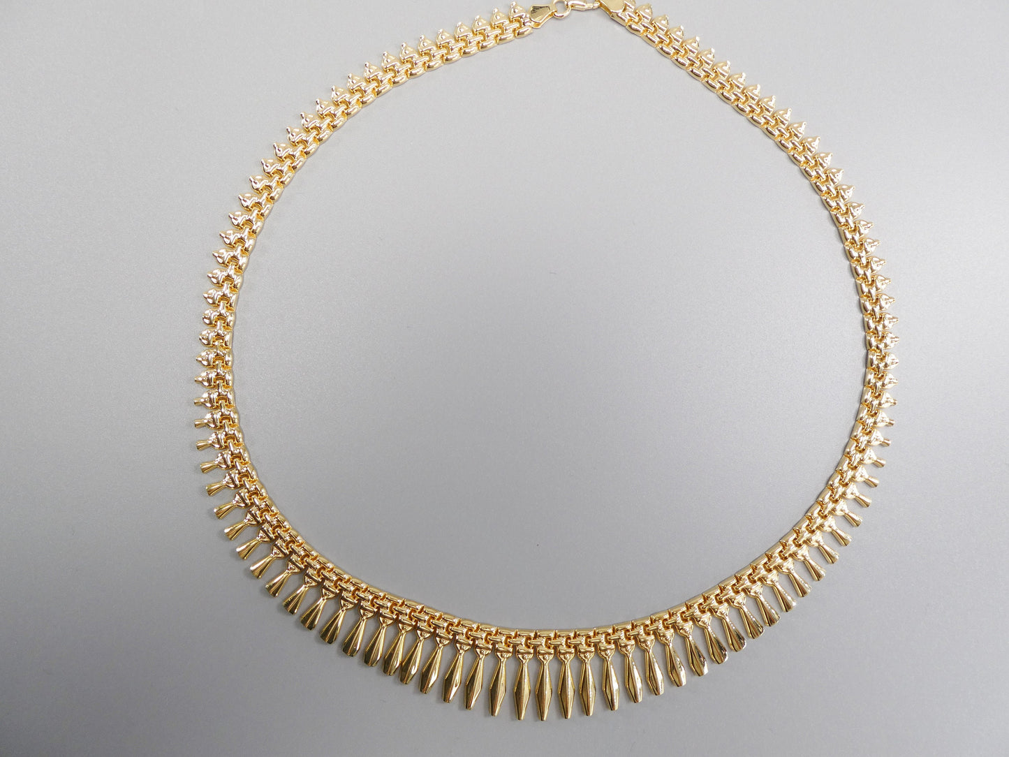 14k yellow gold tone color Cleopatra necklace over real 925 sterling silver