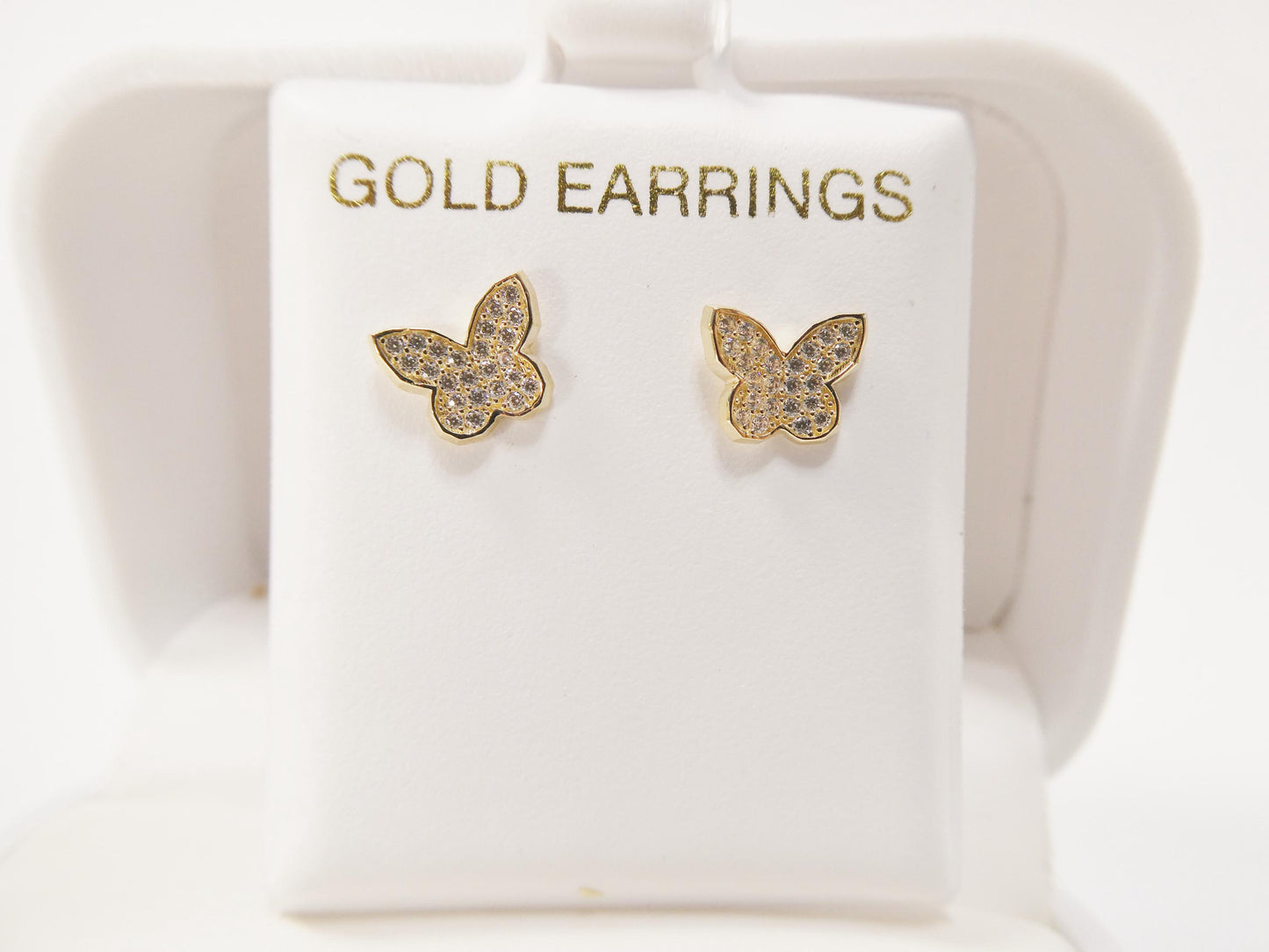 10k real solid gold butterfly push post earrings
