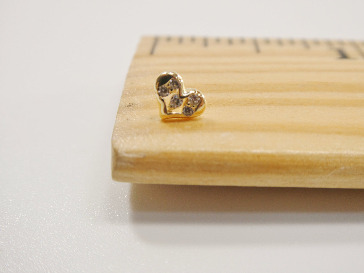 14k real solid yellow gold tiny heart stud nose ring