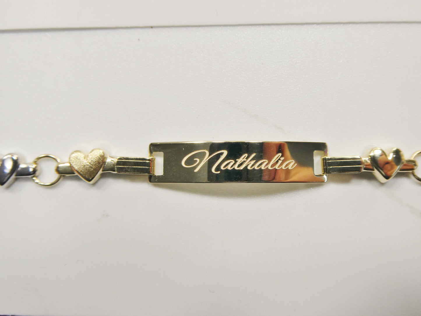 14K real solid yellow gold heart 5.5 inch baby ID bracelet