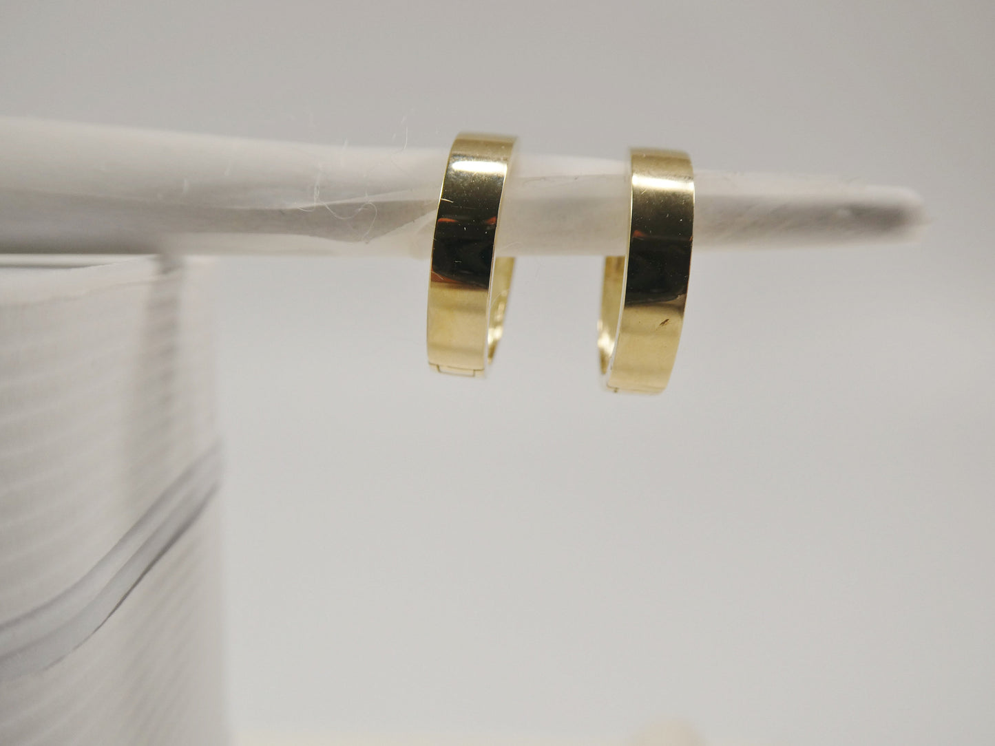 real 10k solid yellow gold high polish plain hoop huggie earrings