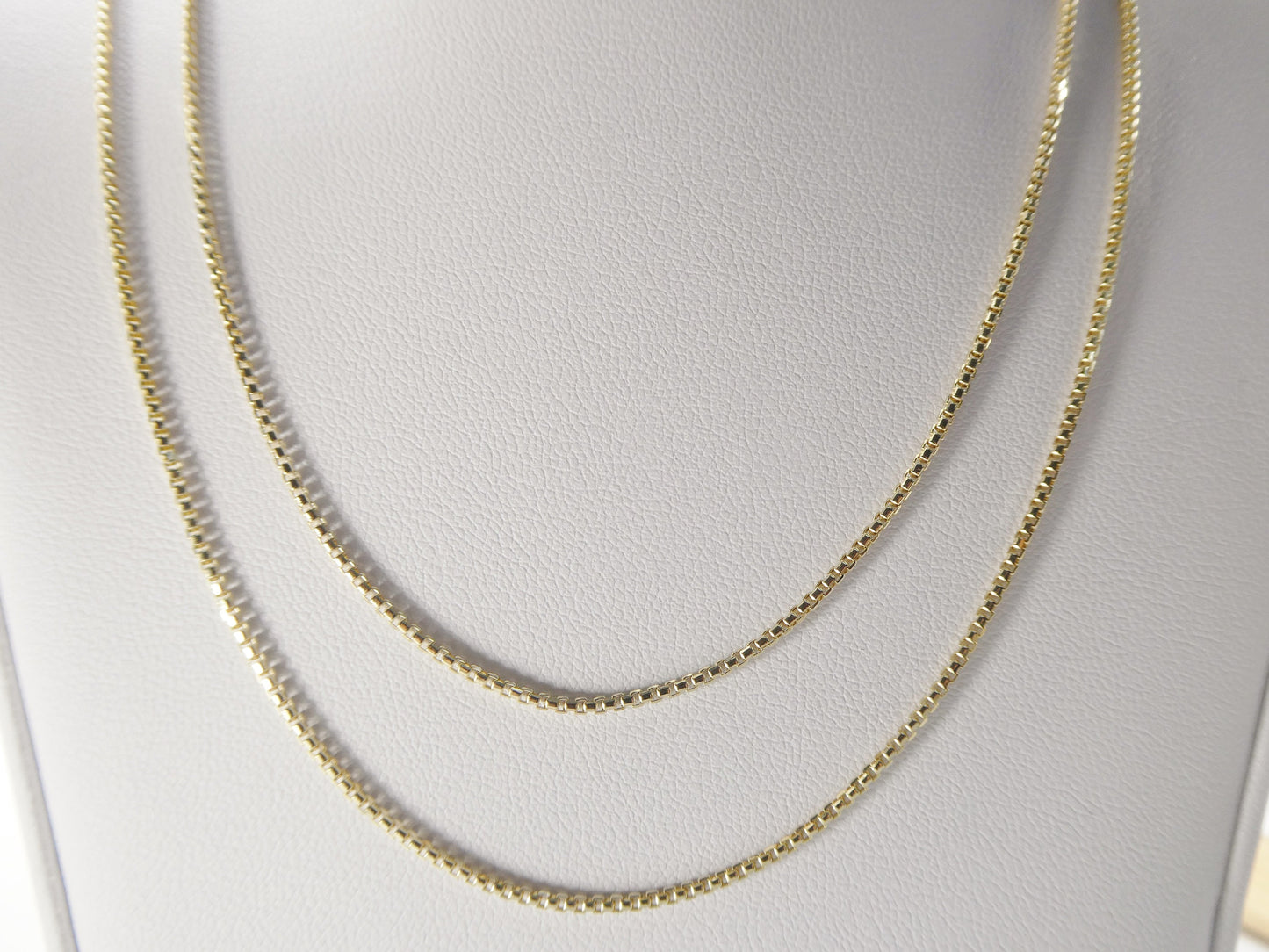 14k real solid yellow gold tiny small 2MM round box chain necklace