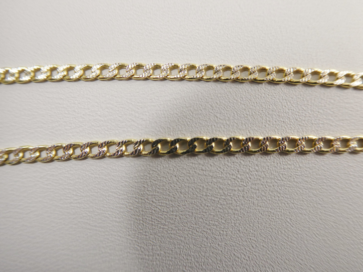 real 10k solid yellow gold two tone curb chain