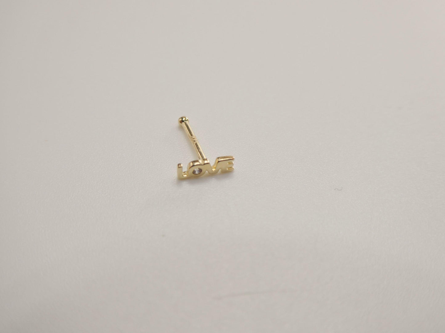 14k real solid yellow gold love letters stud nose ring
