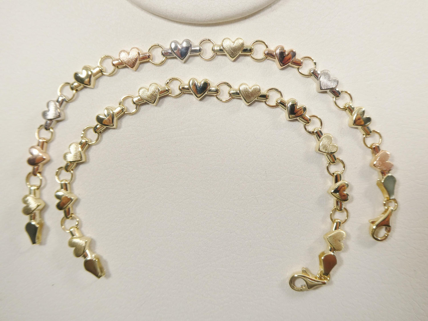 real 10k solid yellow gold 6 inch children/women xo heart bracelet
