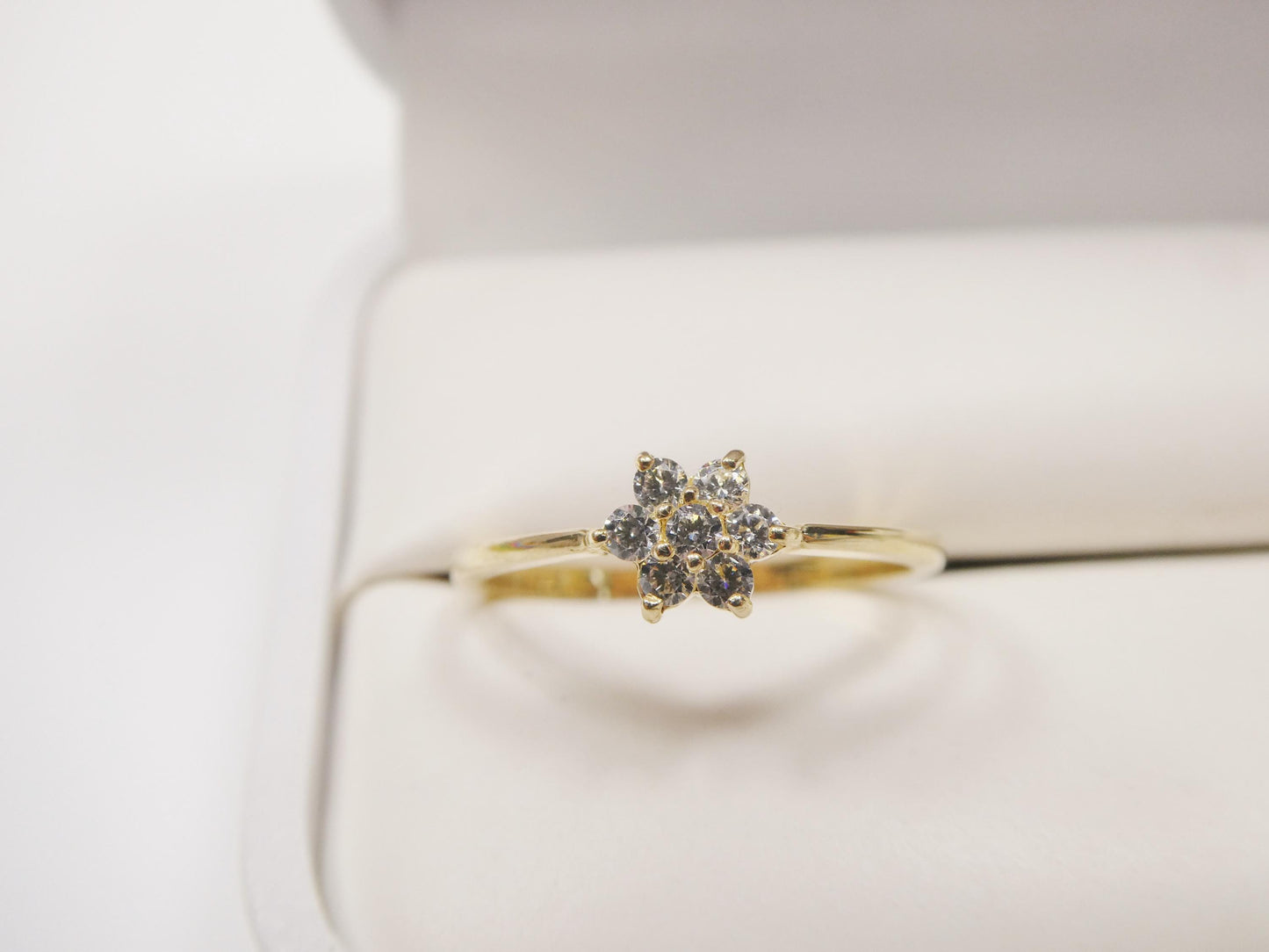 real 10k solid yellow gold women's classic micro pave setting ring