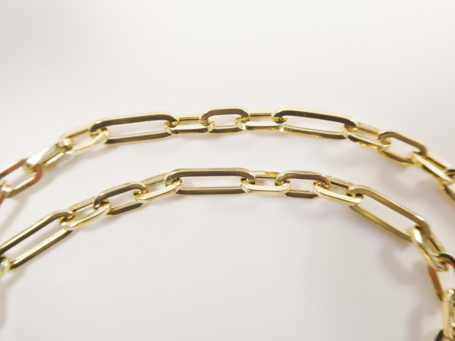 real 14k solid yellow gold design paperclip 6.5/ 7/ inch bracelet