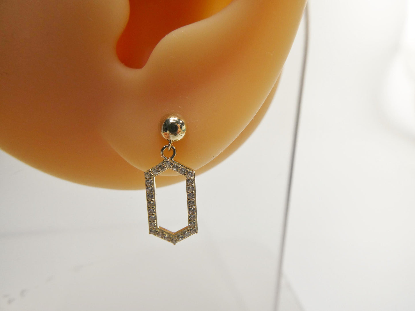 real 10k solid yellow gold design paperclip push post earrings