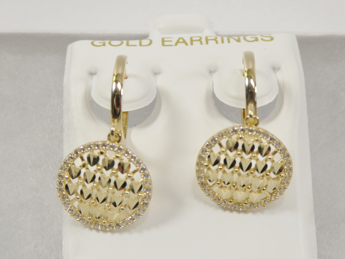 10k real solid yellow gold circle drop all tiny heart huggie earrings
