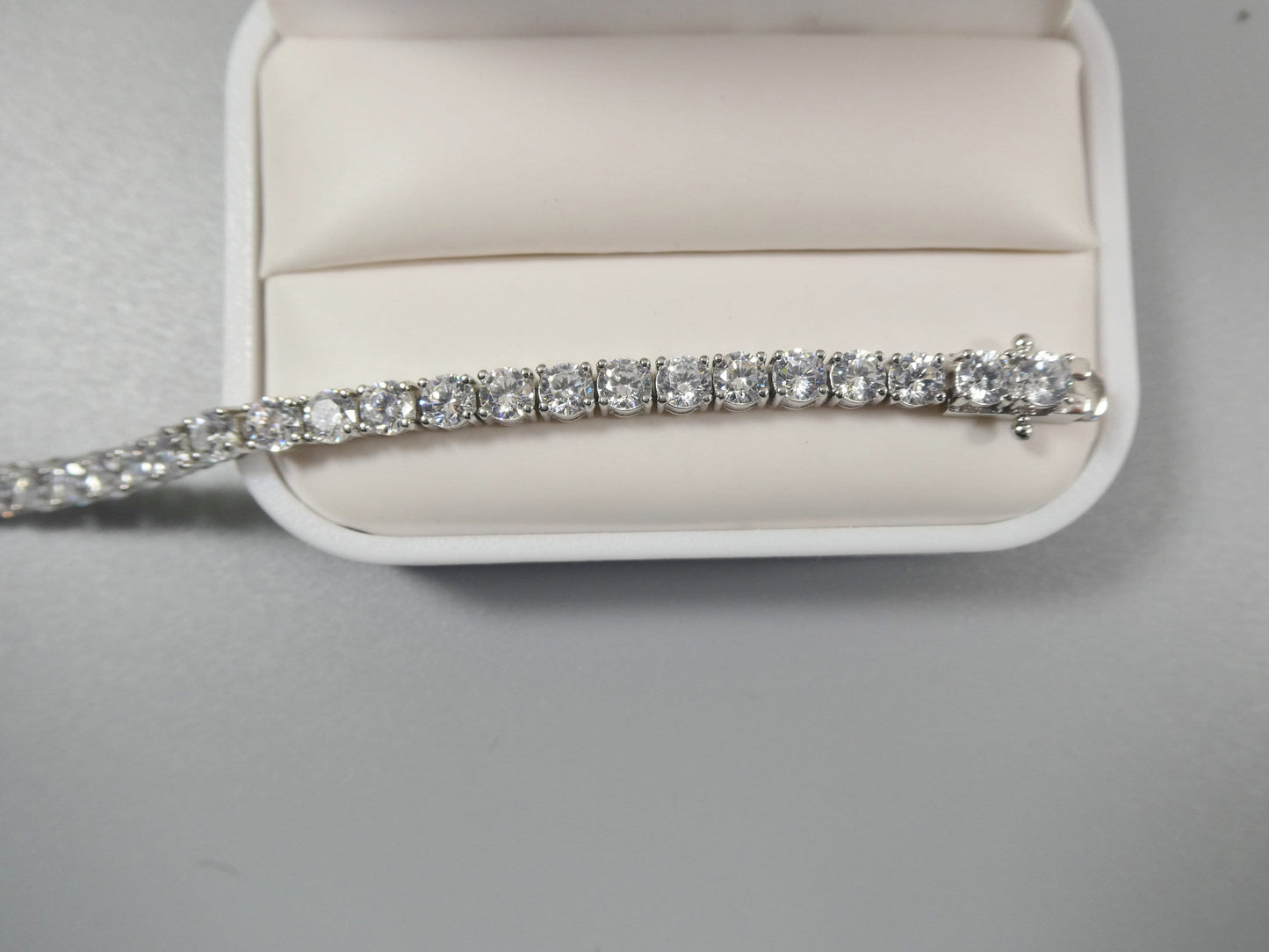 real 925 sterling silver tennis bracelet 3mm / 4mm / 5mm white gold finish