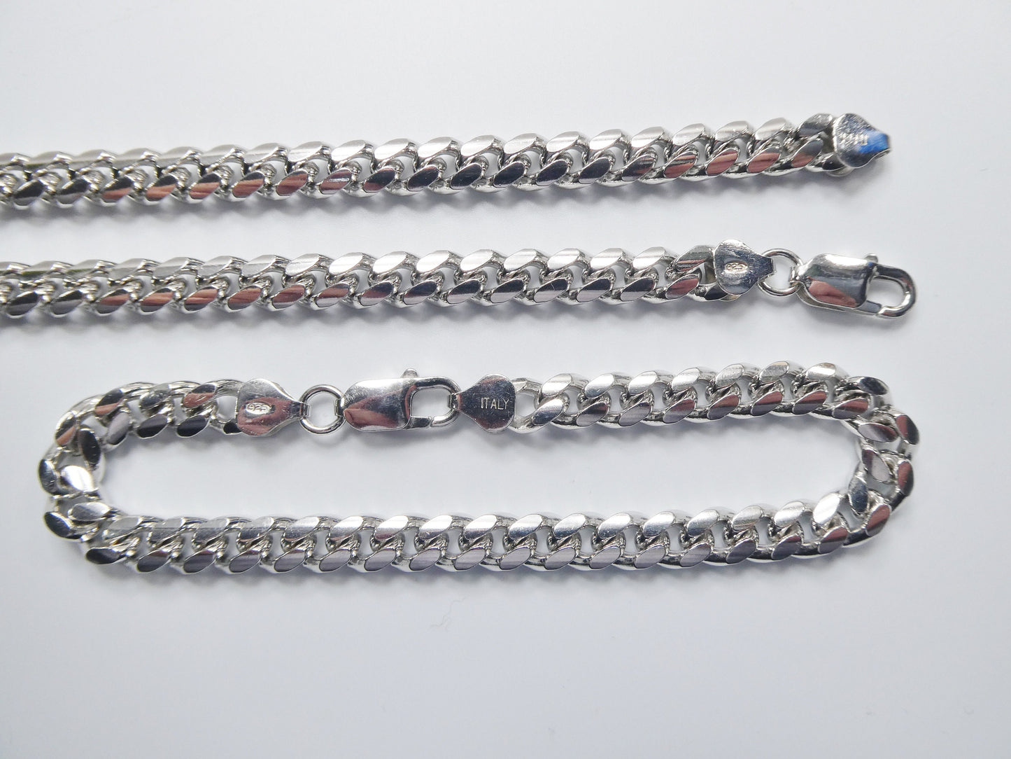 real 925 sterling silver 7mm solid link bracelet