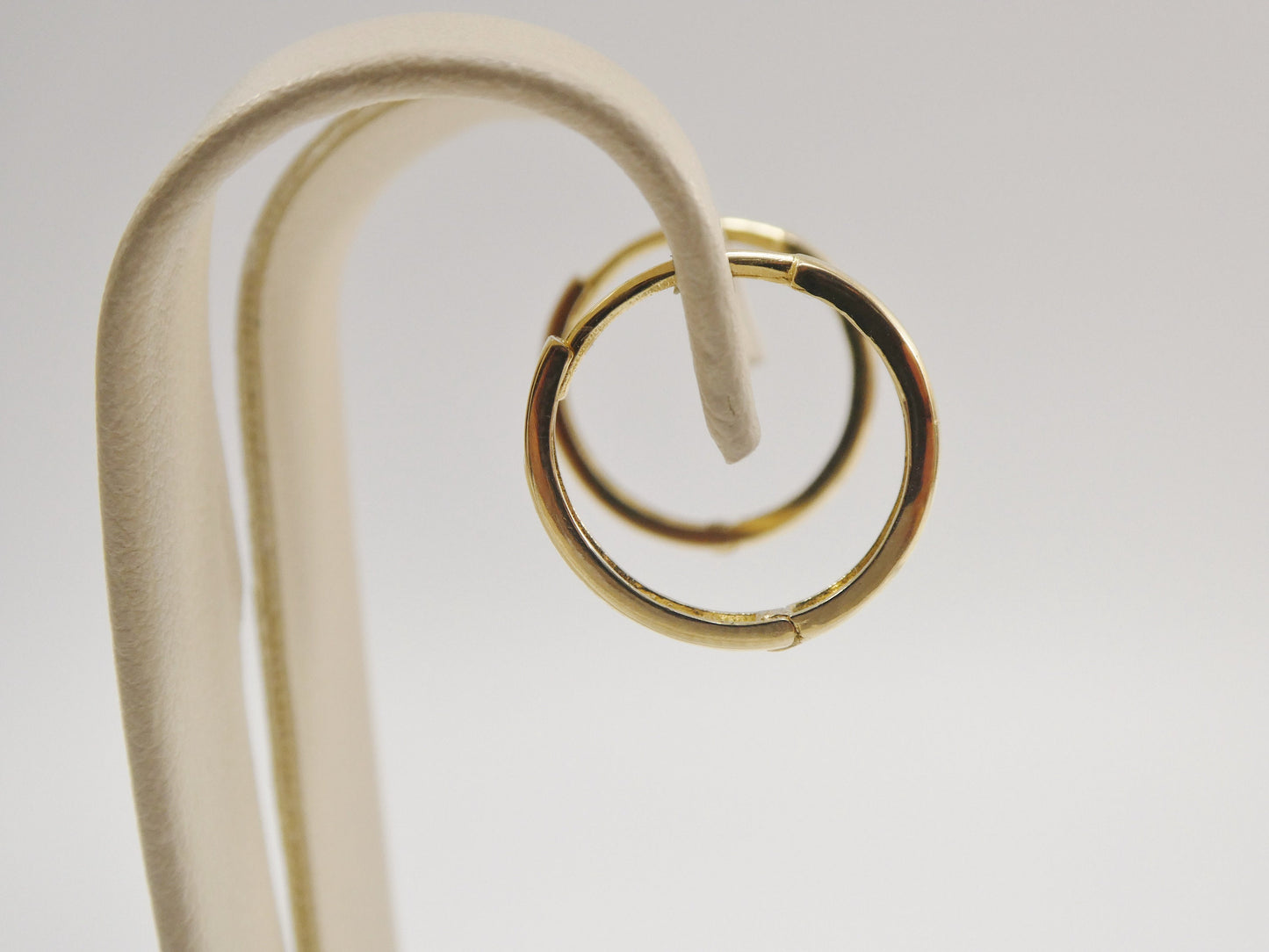real 10k solid yellow gold plain high polish 15mm hoop huggie earrings