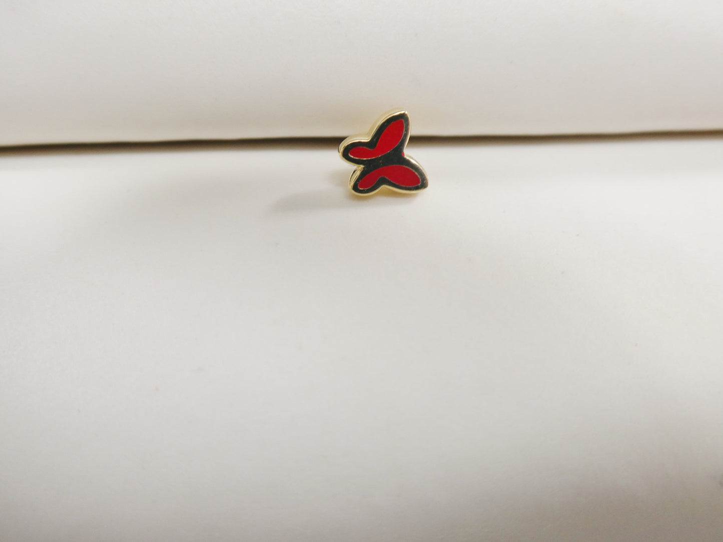 14k real solid yellow gold red butterfly enamel stud nose ring