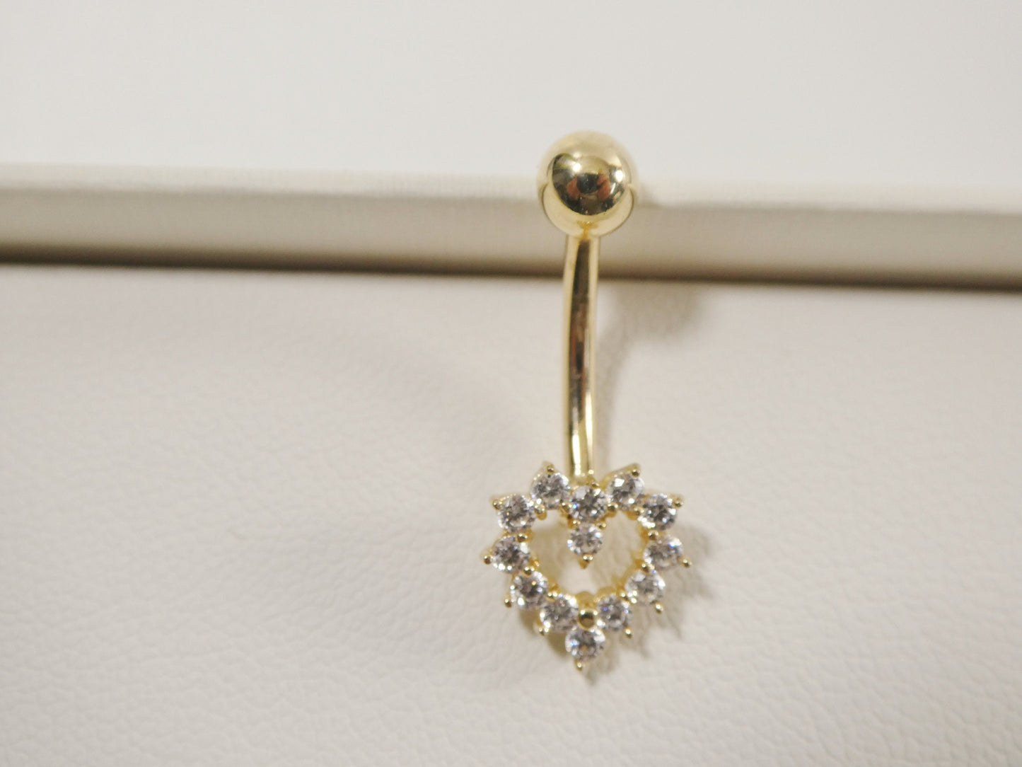 14k real solid yellow gold heart shape belly button ring piercing
