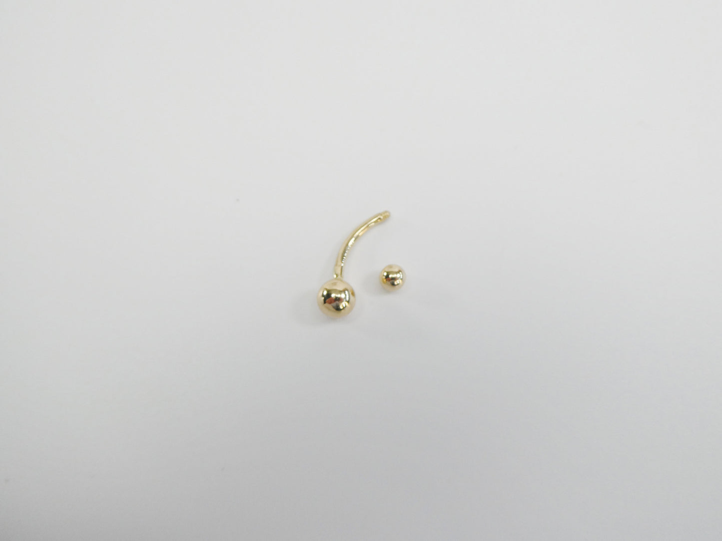 14k real solid yellow gold plain ball belly ring