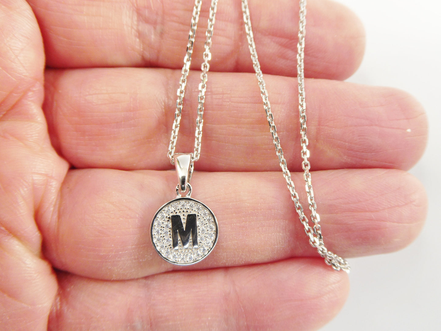 real 925 sterling silver initial pendent with 16 inch cable chain