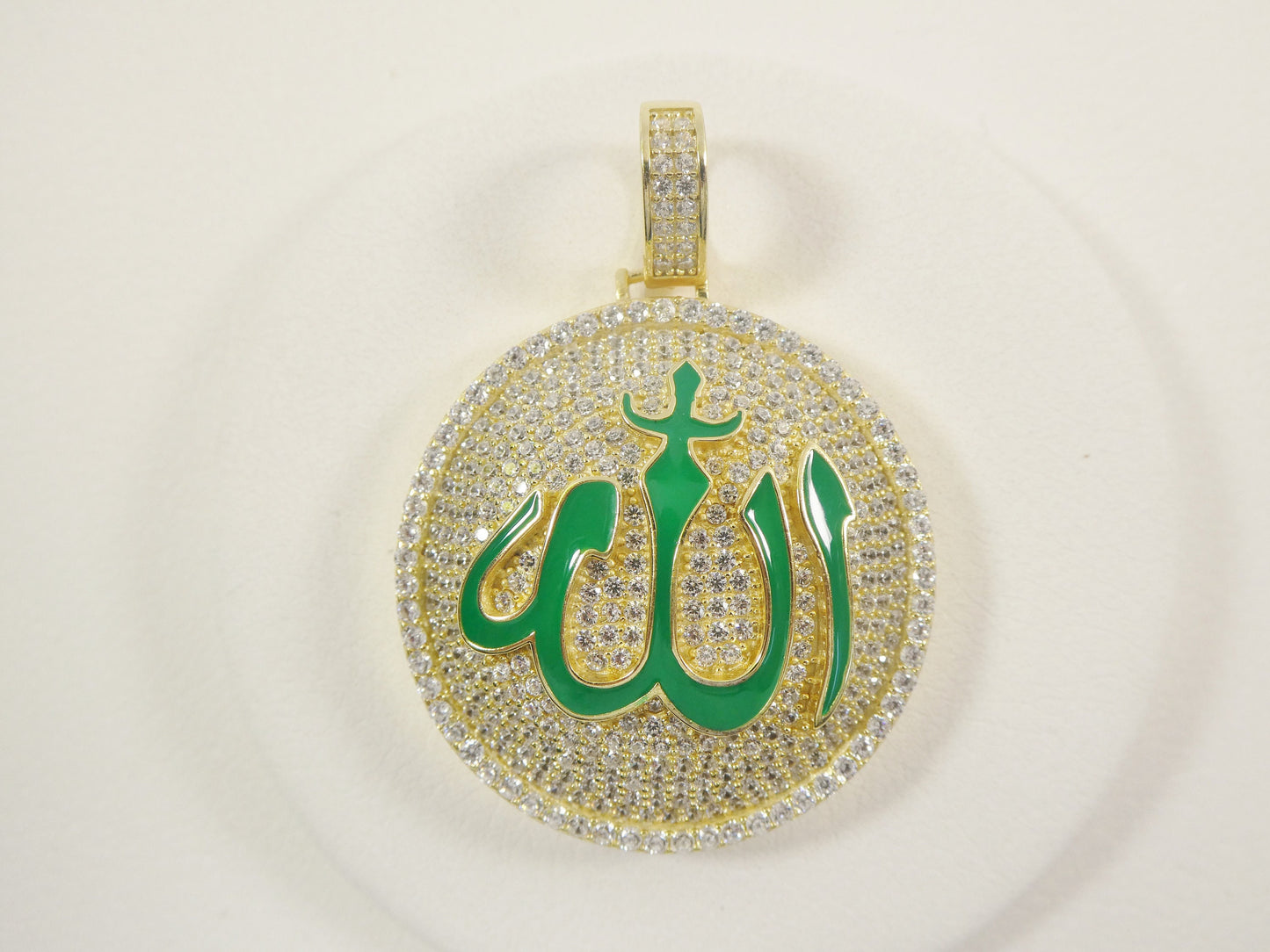 real sterling silver Allah Muslim pendent full ice stone charm