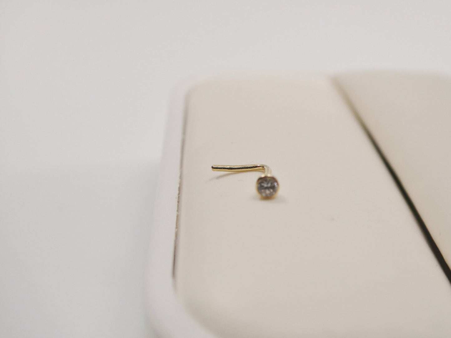 14k real solid yellow gold L SHAPE stud nose ring