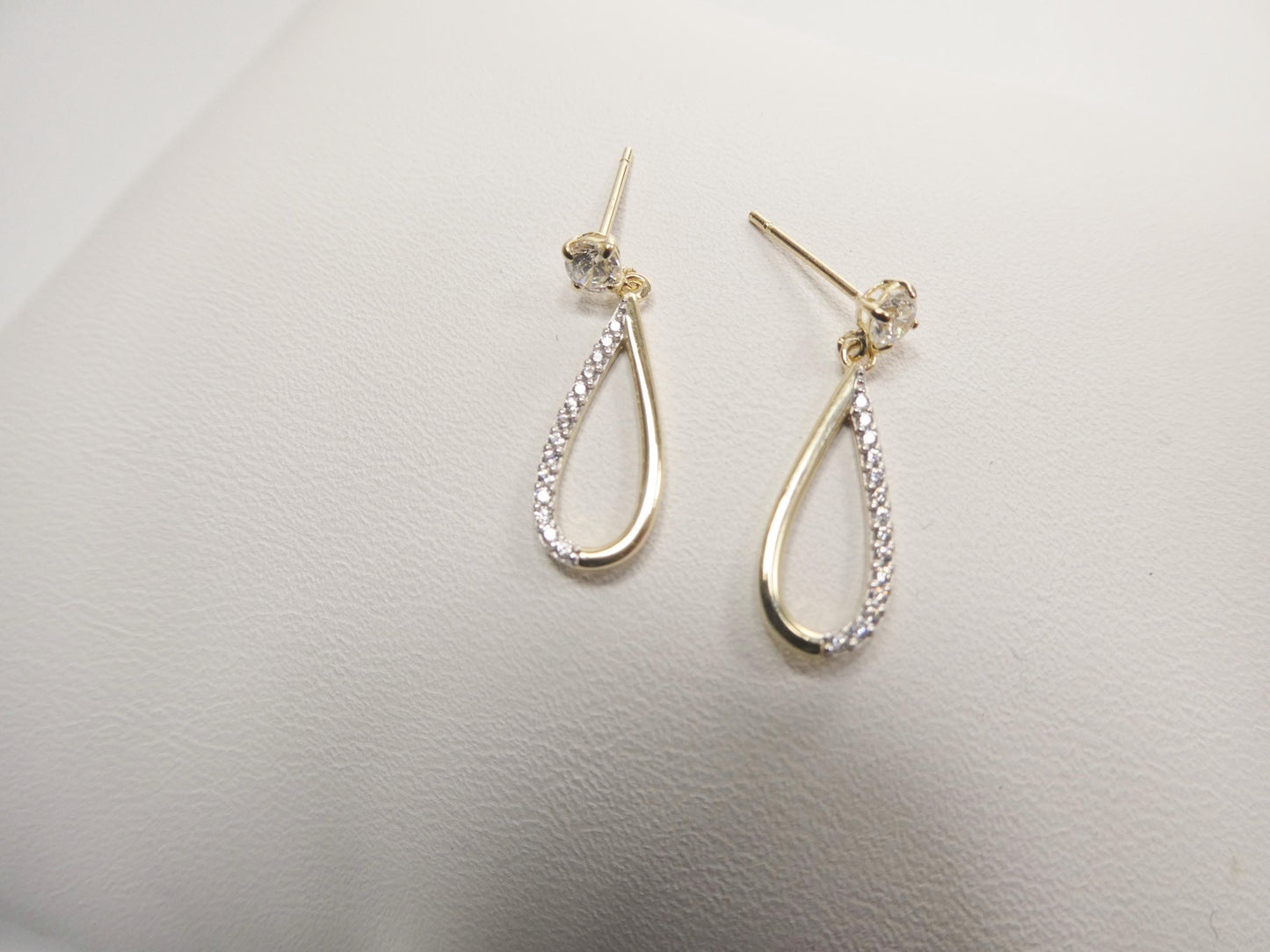 real 10k solid yellow gold oval drop push post earrings