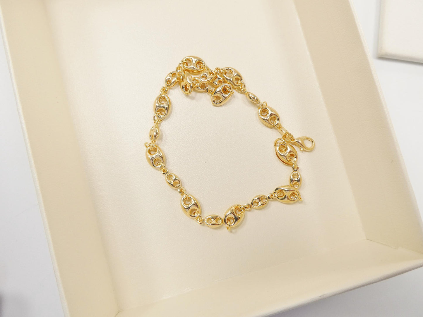 10 inch 14k gold filled puff mariner ladies anklet bracelet