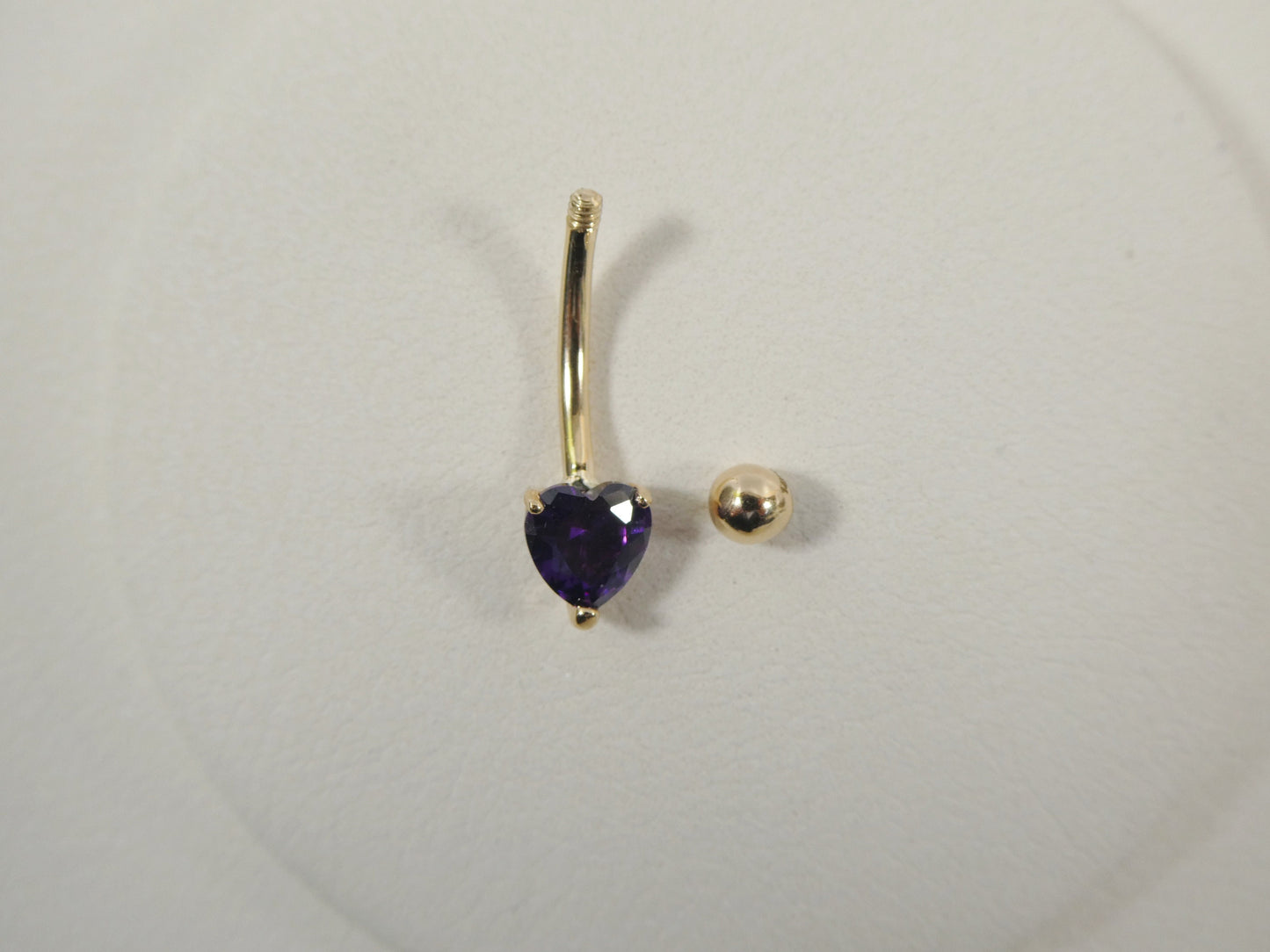 14k real solid yellow gold heart color belly ring