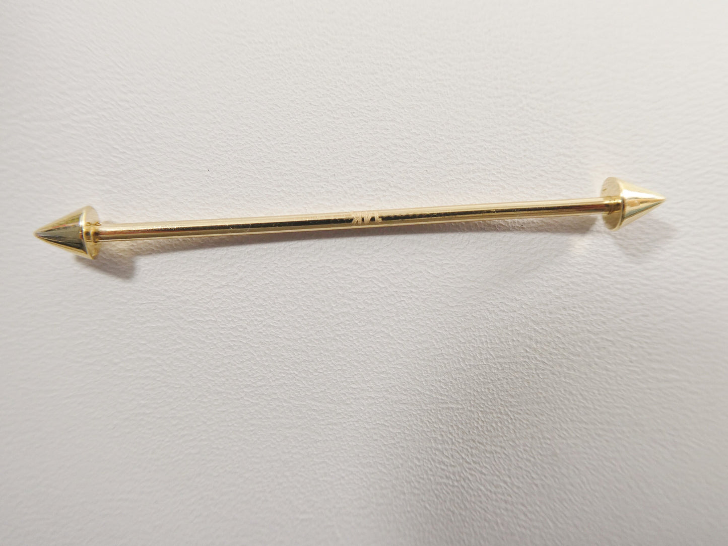 14k real solid yellow gold spike straight barbell belly button ring piercing