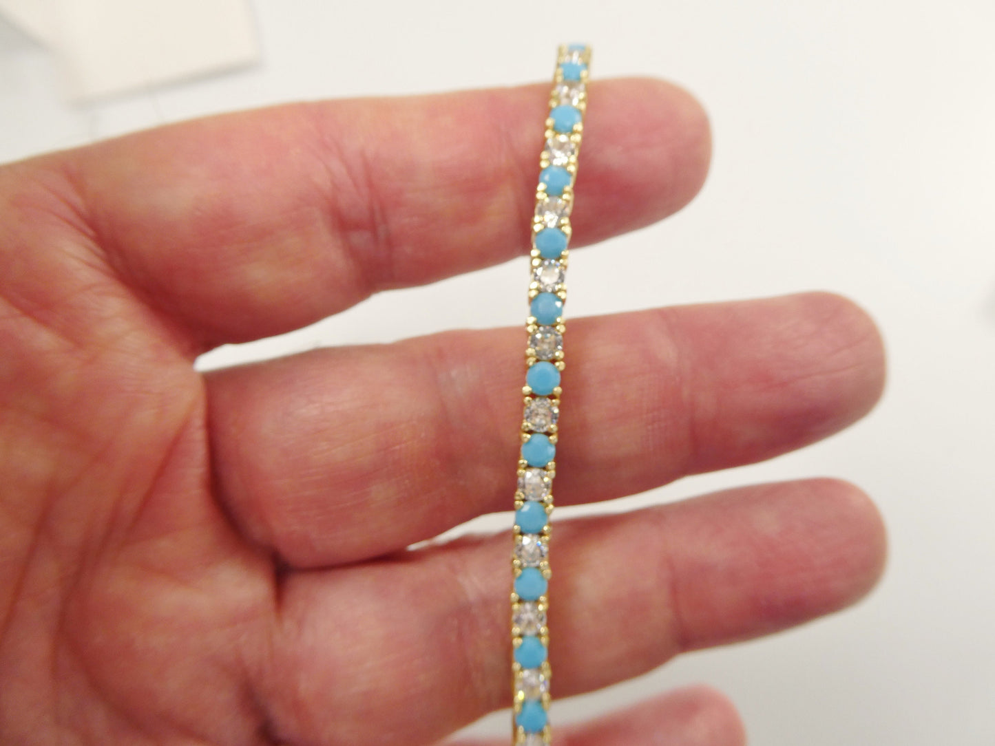 3mm 7 Inch turquois tennis bracelet real 925 sterling silver