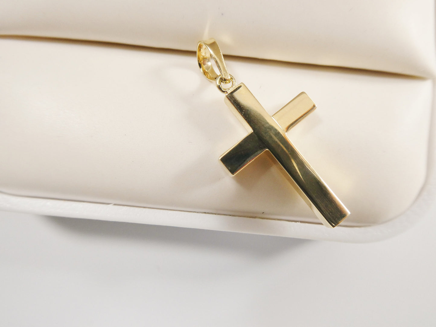 14k real solid yellow gold high polish cross pendent