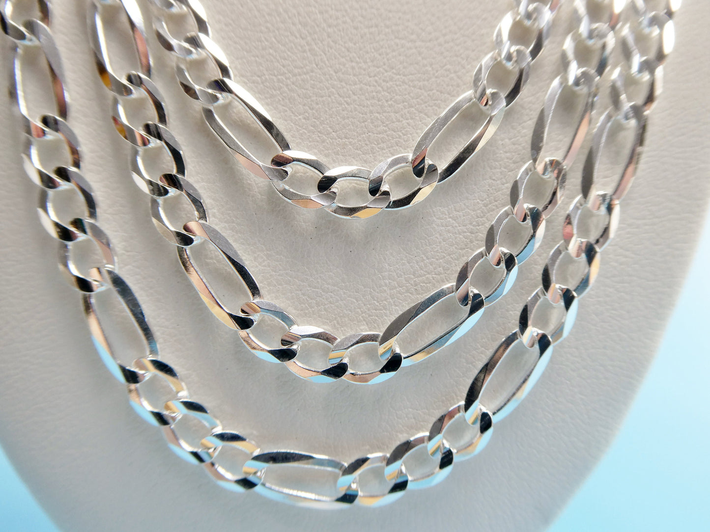 real 925 sterling silver 4.5mm Italian concave figaro solid chain lobster lock clasp