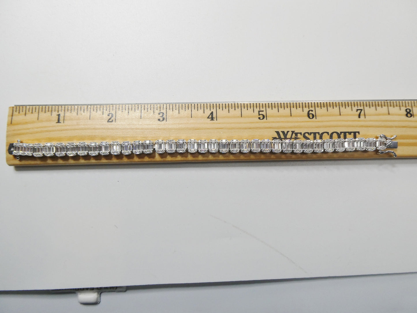 real 925 sterling silver tennis baguette 7 inch bracelet