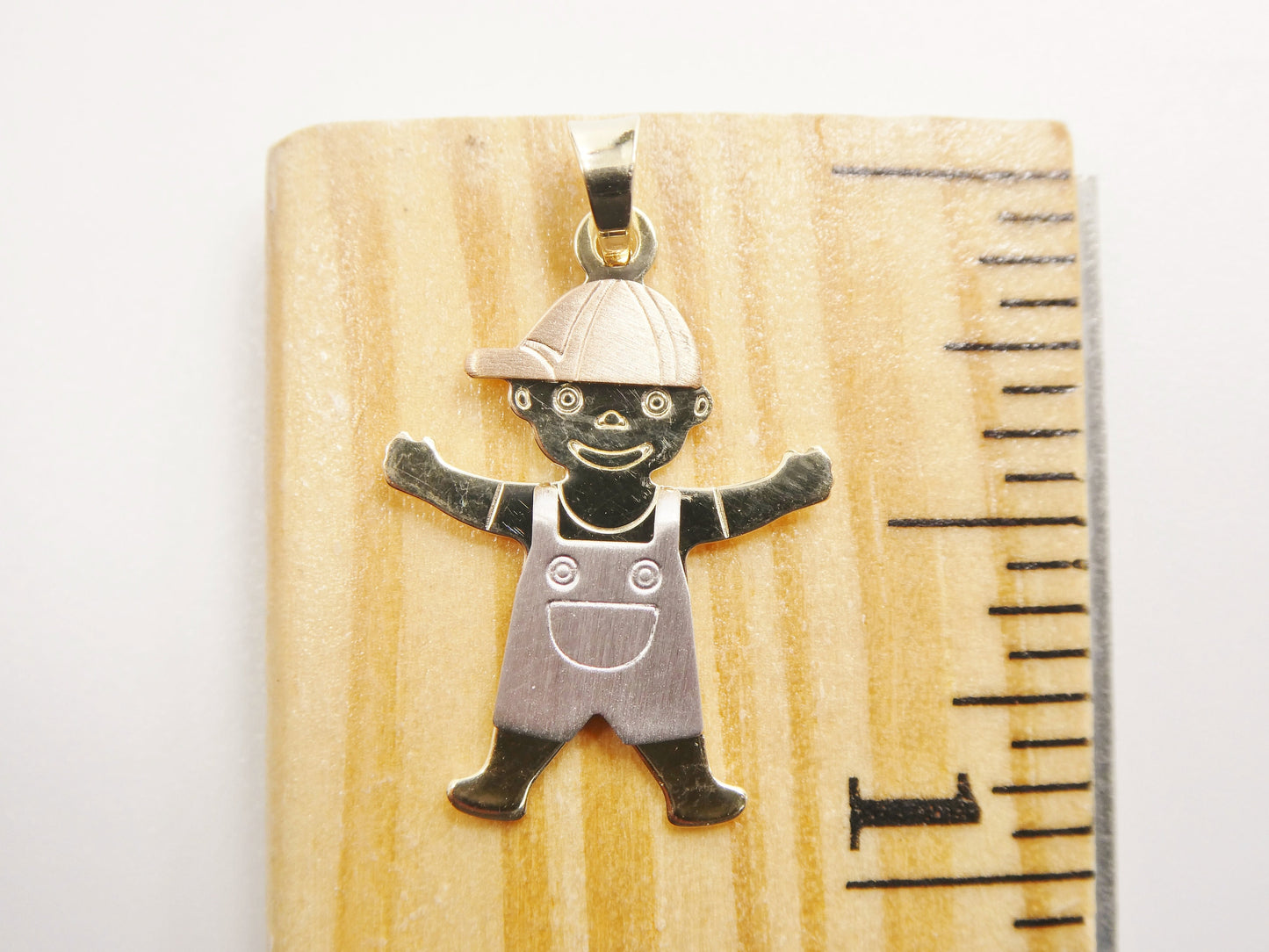 14k real solid yellow gold boy girl pendent and robe necklace