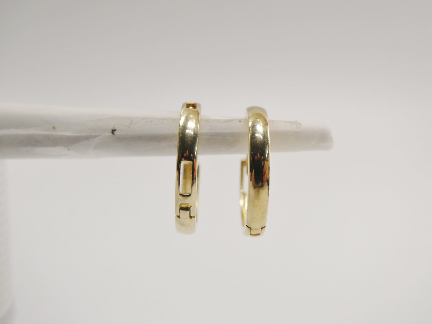 real 10k solid yellow gold plain high polish 15mm hoop huggie earrings