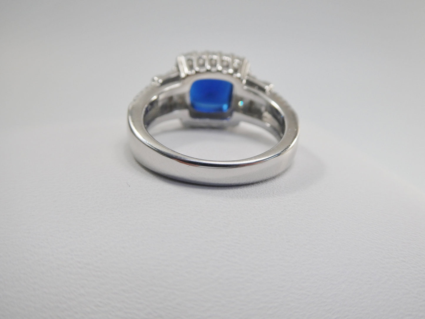 real 925 sterling silver square blue stone color ladies ring