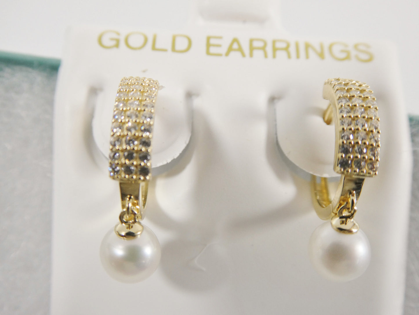 real 10k solid yellow gold cultured freshwater pearl dropping hoop huggie earrings