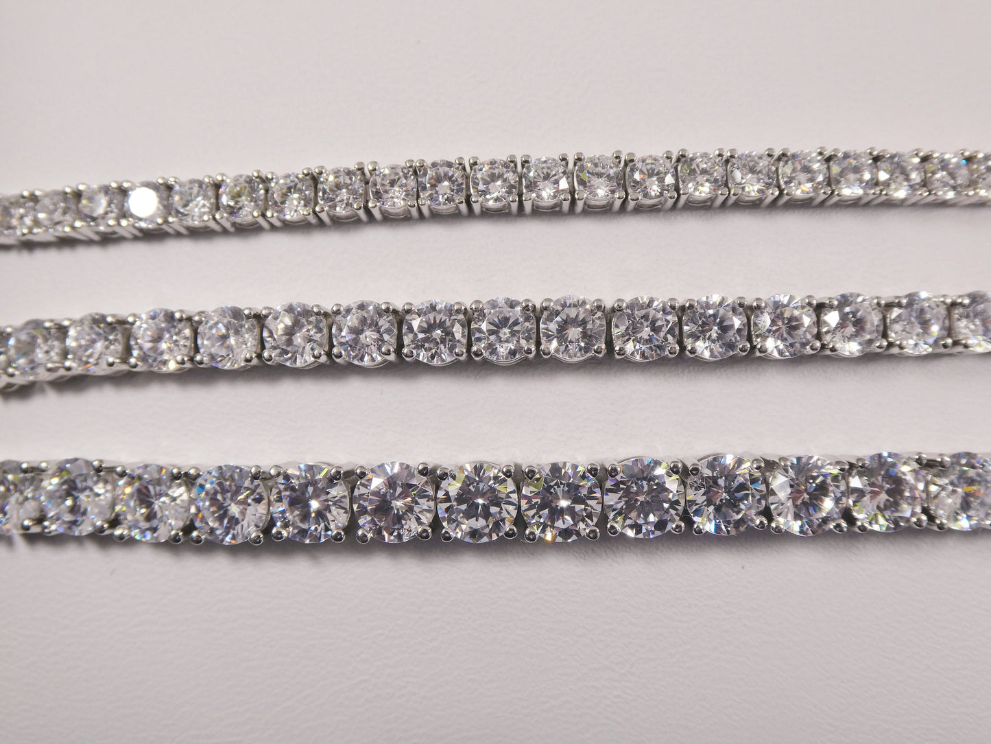 real 925 sterling silver tennis bracelet 3mm / 4mm / 5mm white gold finish