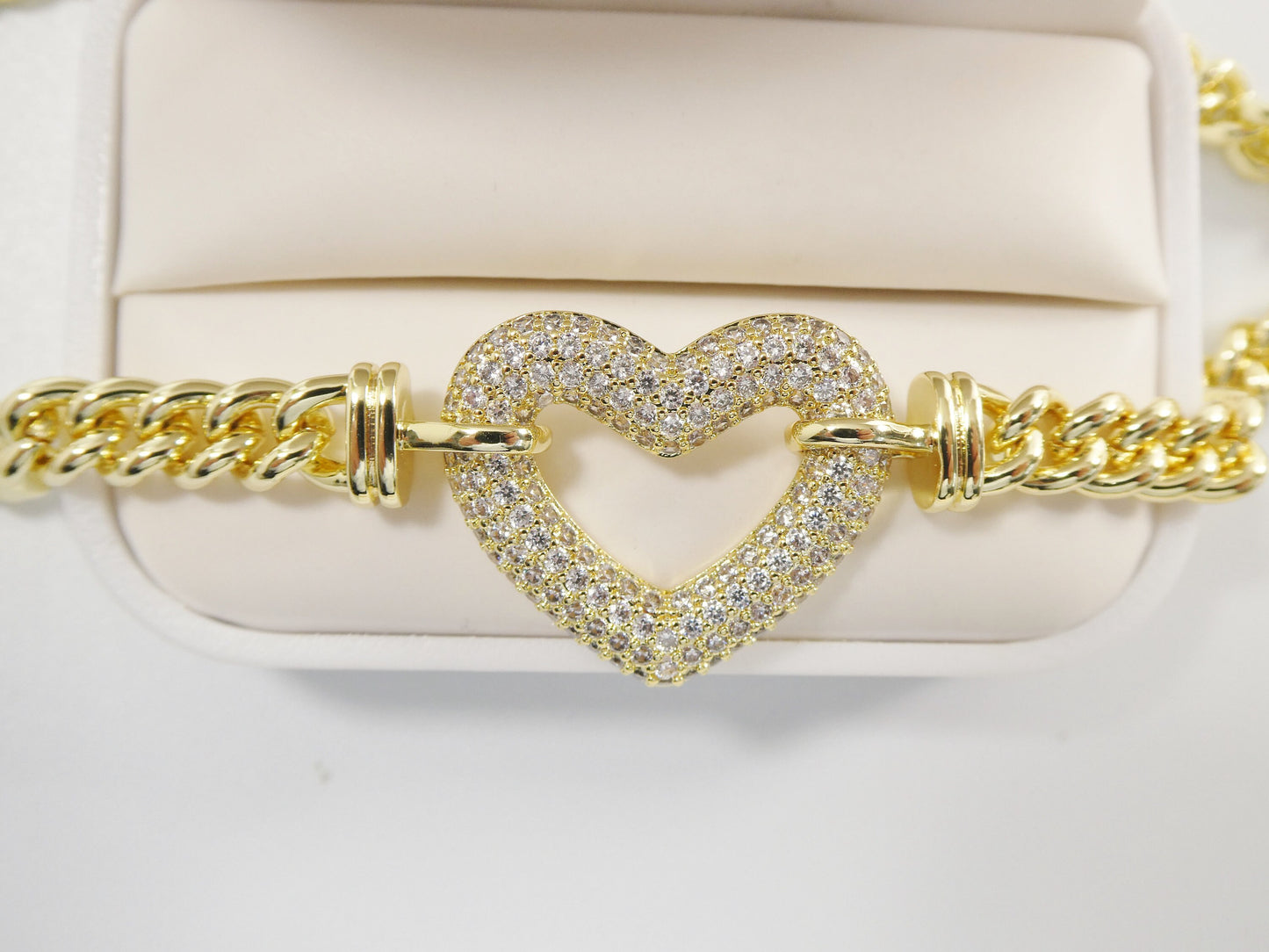 14k gold filled yellow gold open heart necklace / bracelet